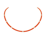 16.95ct Red Coral Diamond 18K Gold Tennis Necklace