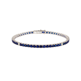 5.25ct Blue Sapphire Diamond 18K Gold Tennis Bracelet