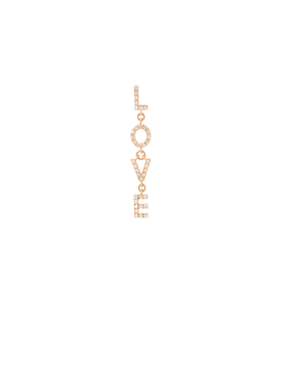 0.16ct Diamond 18K Gold "Love" Single Dangle Earring