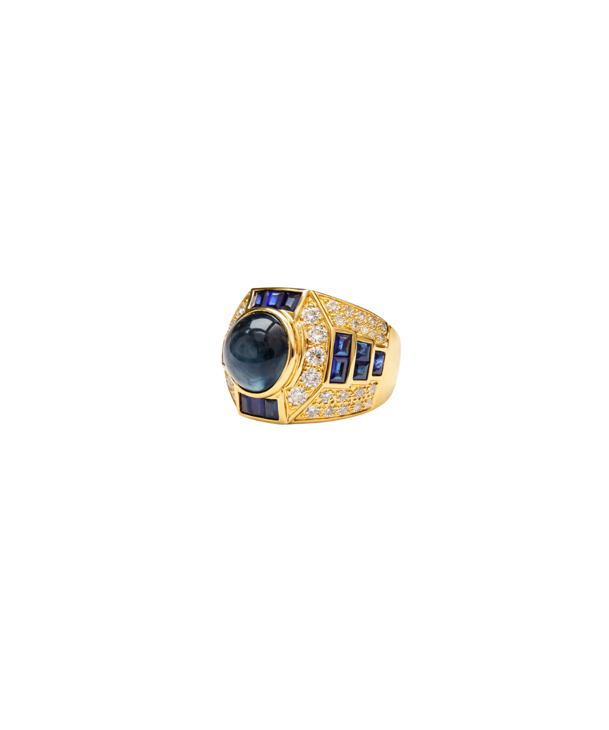 8.65ct Diamond Sapphire 18K Gold Statement Ring