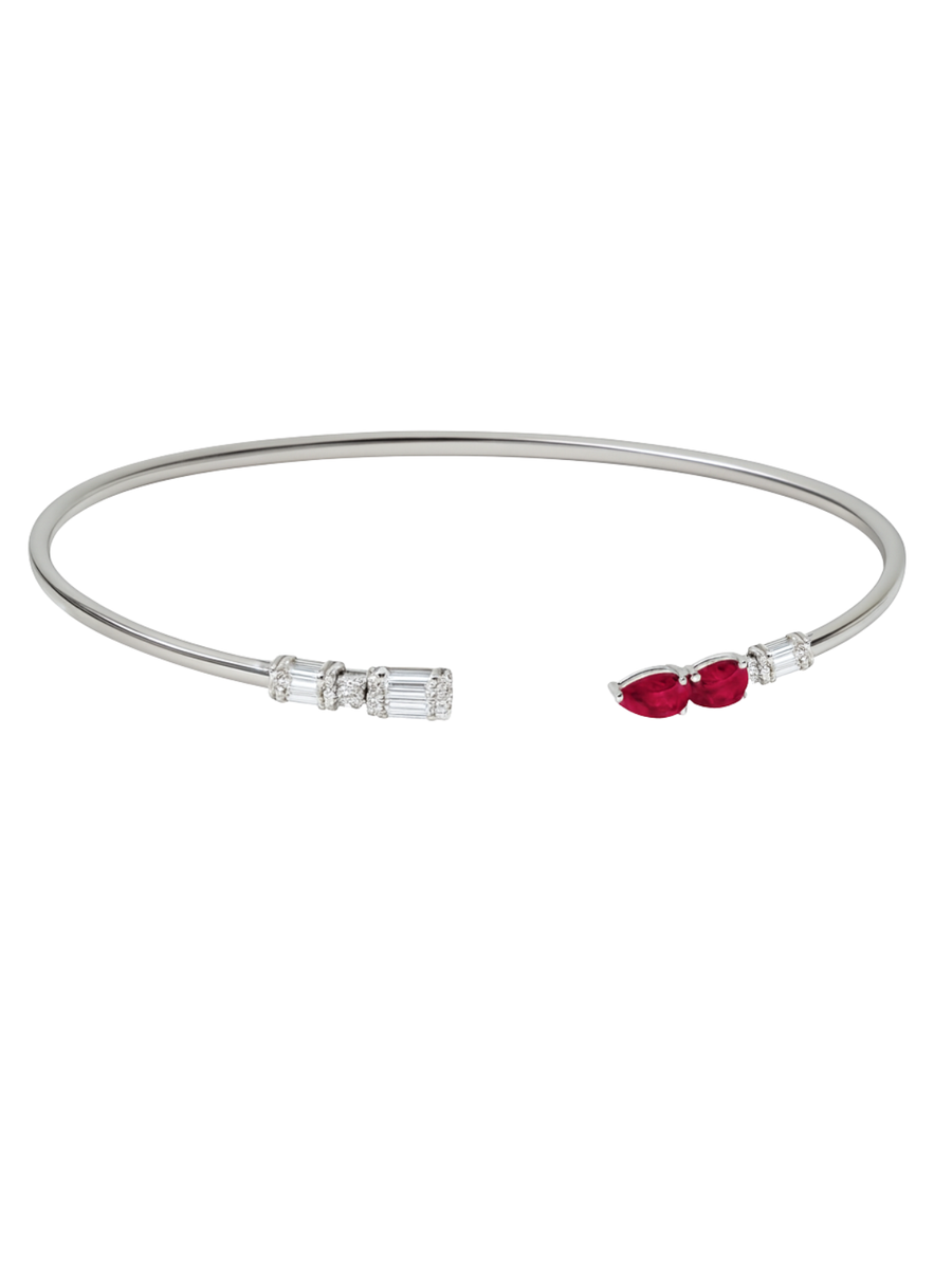 3.10cts Diamond Ruby 18K Gold Collar Necklace