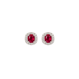 2.55ct Diamond Ruby Platinum Halo Stud Earrings