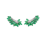 5.06ct Diamond Emerald 18K Gold Cluster Climber Earrings