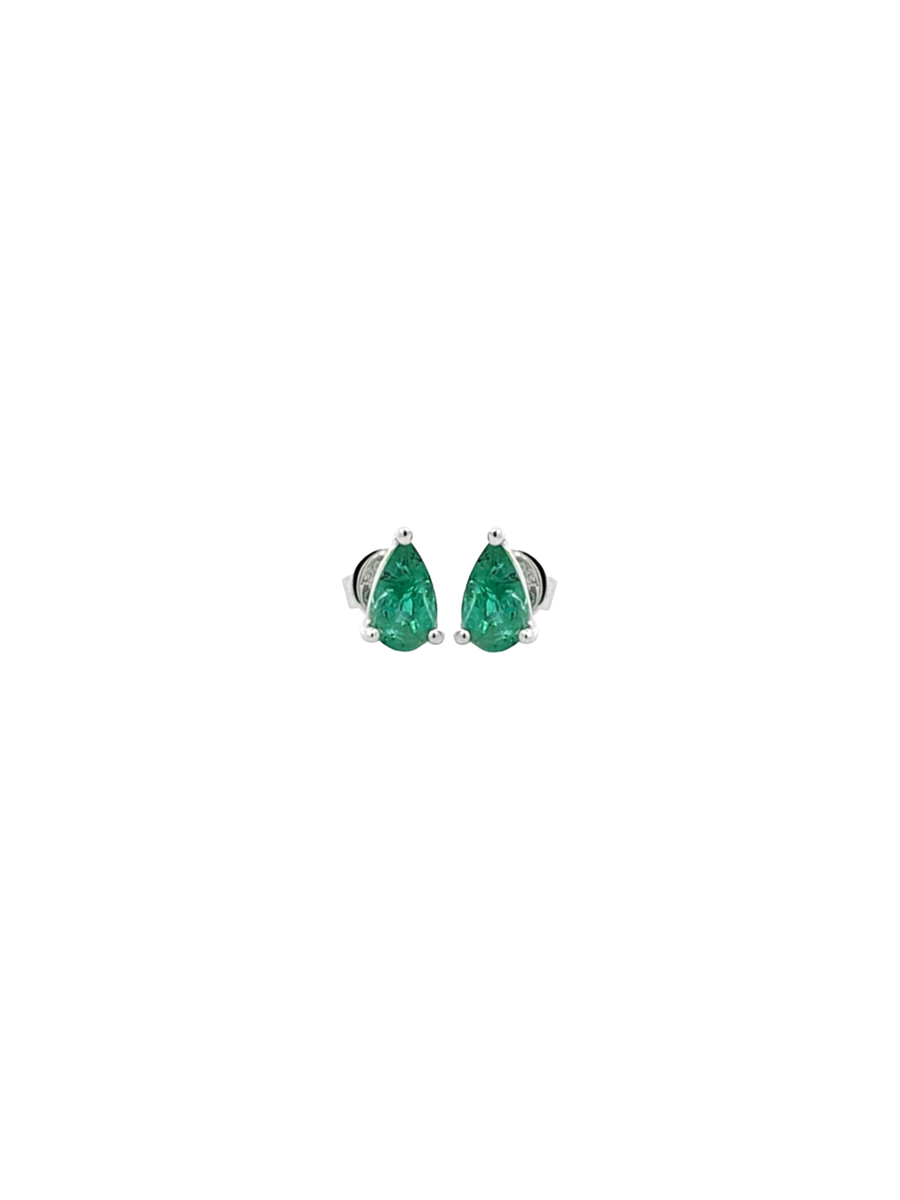 0.95ct Emerald 18K Gold Pear Stud Earrings