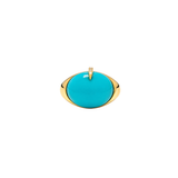 4.43ct Diamond Turquoise 18K Gold Signet Ring
