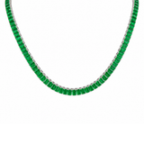 28.40ct Emerald 14K Gold Emerald Cut Tennis Necklace