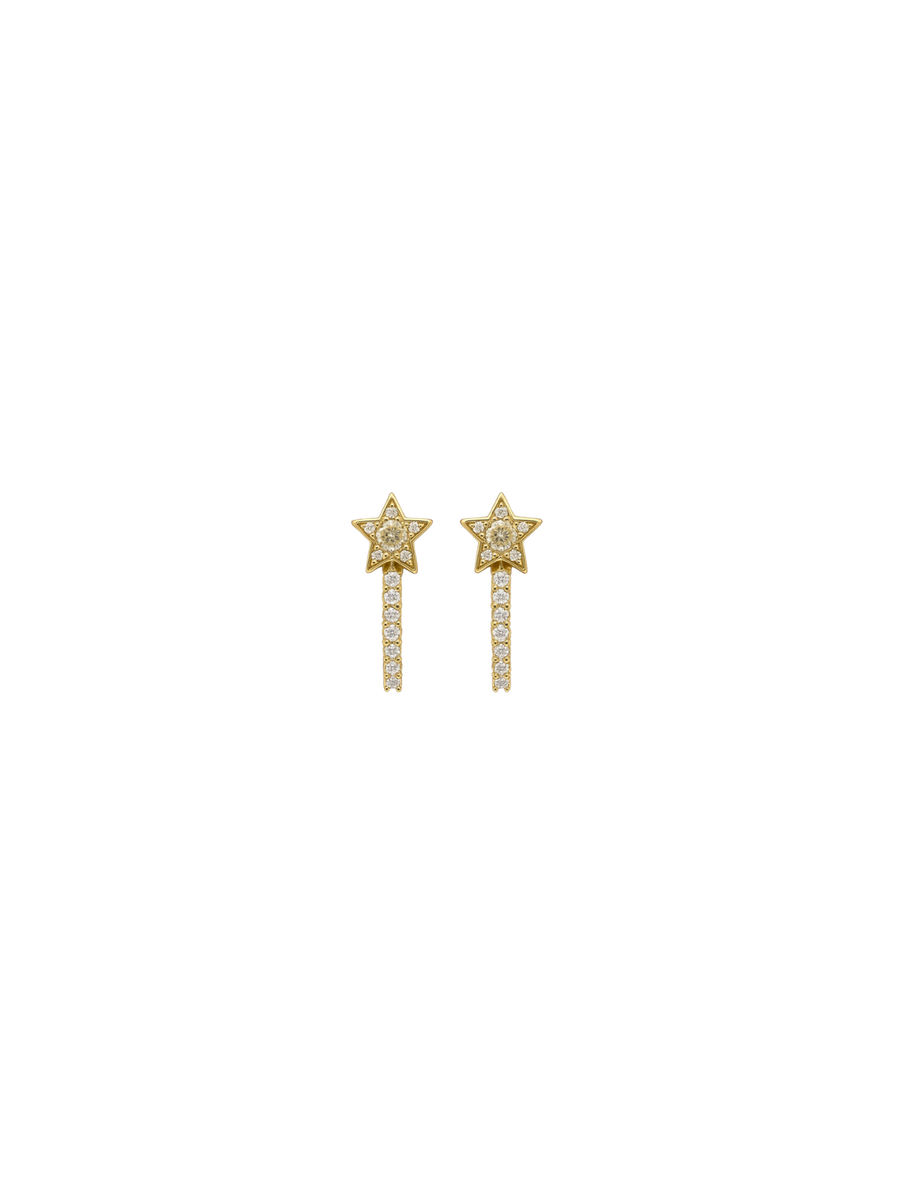 0.34ct Diamond 18K Gold Dainty Star Earrings