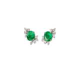 3.56ct Emerald Diamond 18K Gold Leaf Stud Earrings