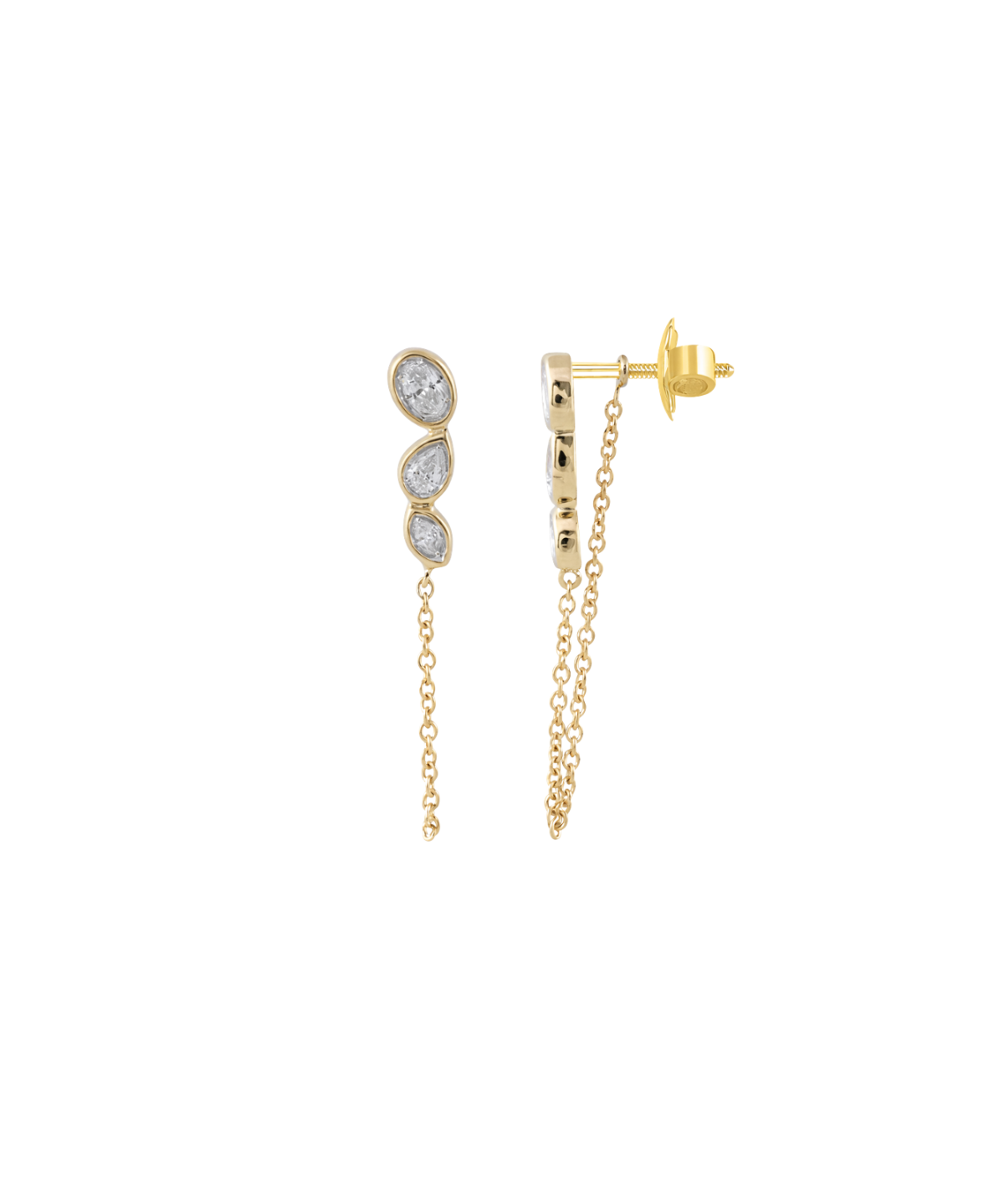 1.02ct Diamond 14K Gold Multi Shape Draped Chain Earrings