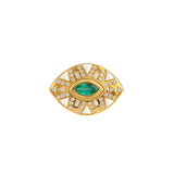 1.55ct Diamond Agate Emerald 14K Gold Ring