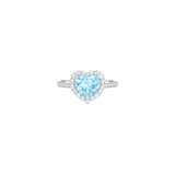 4.29ct Diamond Aquamarine 18K Gold Heart Halo Ring