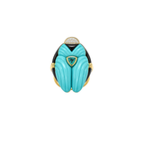 42.41ct Turquoise Emerald Diamond Black Onyx 18K Gold Beatle Ring