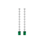 1.24ct Diamond Emerald 18K Gold Linear Cascade Earrings