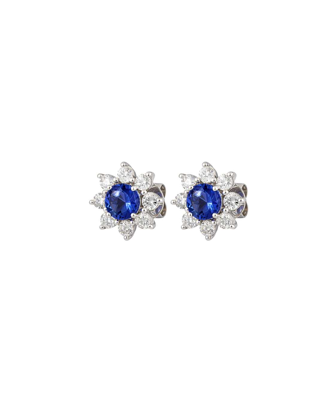 3.35ct Diamond Tanzanite 18K Gold Halo Earrings