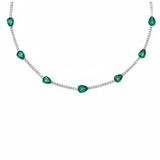 8.55 ct Diamond Emerald 18K Gold Stationed Tennis Necklace