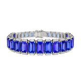 45.76ct Diamond Tanzanite 18K Gold Statement Tennis Bracelet