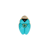23.50ct Turquoise Emerald Diamond Black Onyx 18K Gold Beatle Pendant