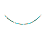 12.07ct Turquoise Diamond 18K Gold Tennis Necklace