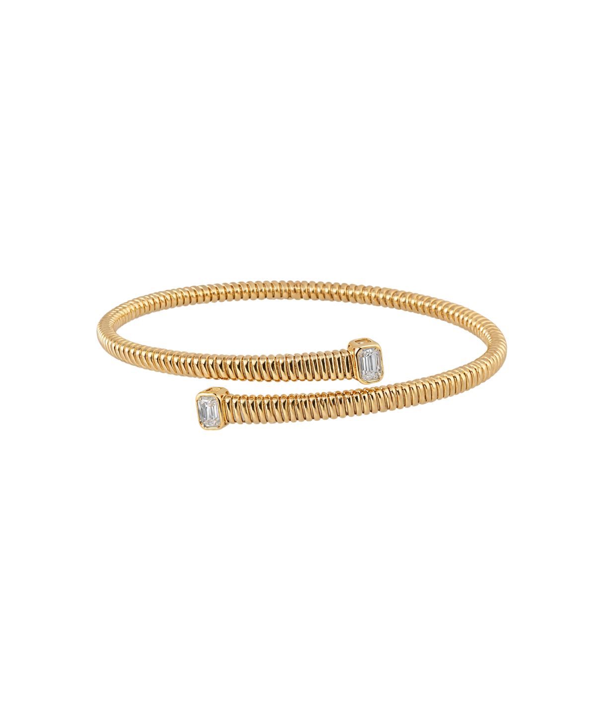 0.65ct Diamond 14K Italian Gold Bypass Bangle Bracelet