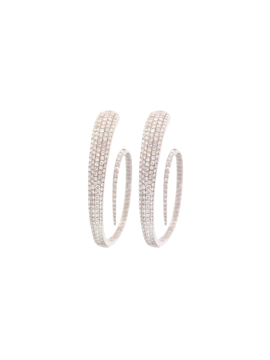 5.25ct Diamond 14K Gold Statement Curved Hoop Earring