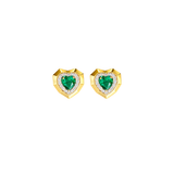 0.78ct Emerald Diamond 14K Gold Heart Bezel Stud Earrings