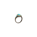 3.78ct Diamond Turquoise 14K Gold Halo Ring