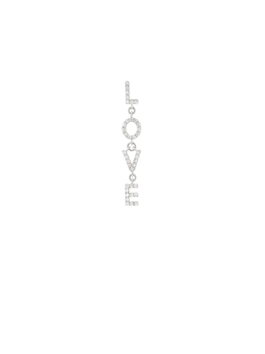 0.16ct Diamond 18K Gold "Love" Single Dangle Earring