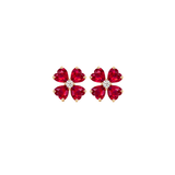 4.15ct Diamond Ruby 18K Gold Heart Cut Clover Stud Earrings