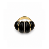 21.66ct Black Onyx Diamond 18K Gold Bubble Ring