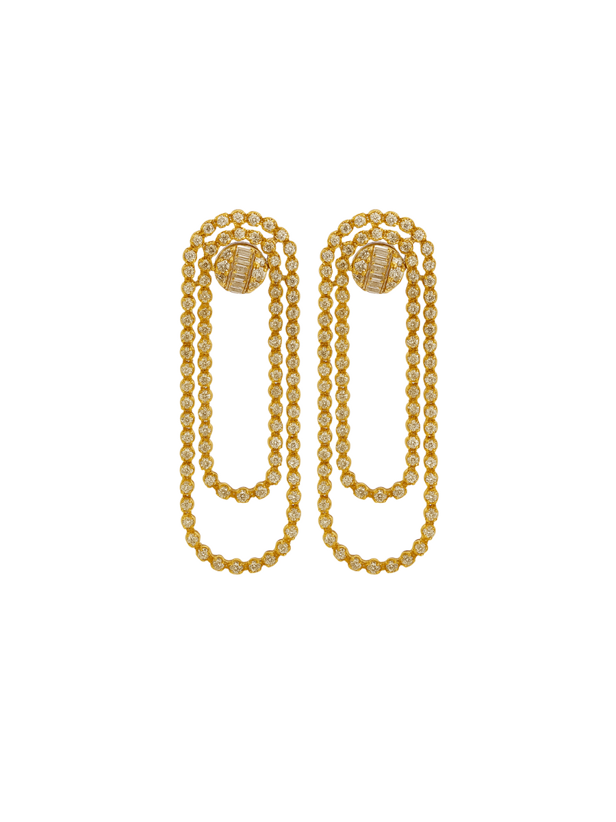 3.75ct Diamond 14K Gold Flexible Circle Earrings