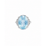 6.32ct Diamond Aquamarine Platinum Oval Ring