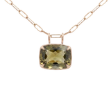 30.38ct Olive Quartz 18K Gold Medium Statement Pendant