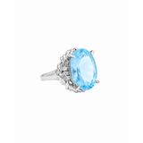6.32ct Diamond Aquamarine Platinum Oval Ring