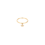 0.04ct Diamond 14K Gold Star Drop Dainty Ring