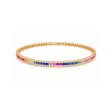 3.14ct Diamond Multi Sapphire 14K Gold Bangle Bracelet