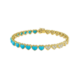 7.16ct Turquoise Diamond 14K Gold Heart Tennis Bracelet