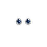 1.04ct Diamond Blue Sapphire 18K Gold Sunburst Pear Stud Earrings