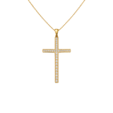 0.32ct Diamond 14K Gold Cross Pendant Chain Necklace