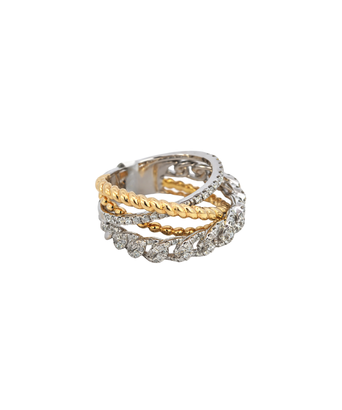 0.80ct Diamond 18K Gold Multi Chain Ring
