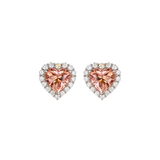 7.65ct Diamond Morganite 18K Gold Halo Heart Stud Earrings
