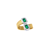 1.43ct Diamond Emerald 14K Italian Gold Bypass Ring