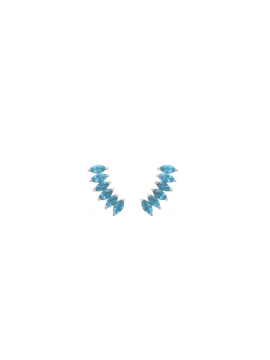 2.13ct Blue Topaz 18K Gold Marquise Climber Earrings