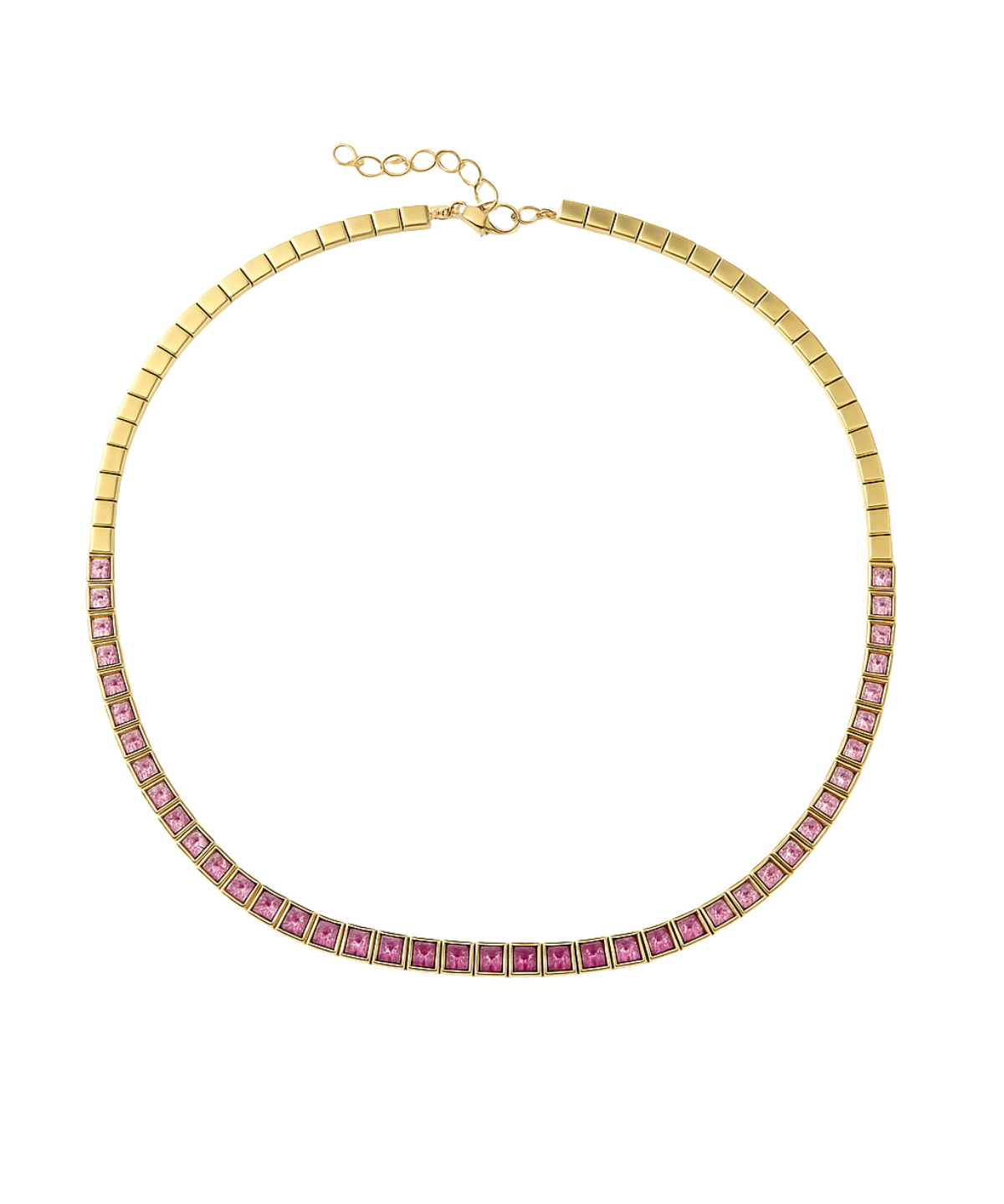 9.10ct Pink Sapphire 14K Gold Tennis Necklace