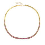 9.10ct Pink Sapphire 14K Gold Tennis Necklace