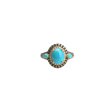 3.78ct Diamond Turquoise 14K Gold Halo Ring