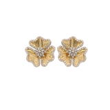1.04ct Diamond 14K Gold Flower Earrings