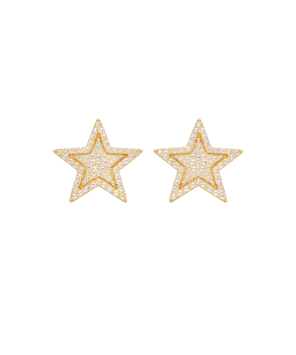 2.10ct Diamond 14K Gold Pave Star Earrings
