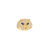 1.26ct Diamond Sapphire 14K Gold Pave Panther Ring