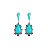 20.43ct Turquoise Diamond 14K Gold Drop Earrings