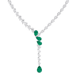 GIA 16.86ct Diamond Emerald 18K Gold Lariat Tennis Necklace
